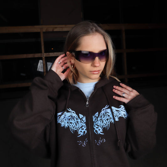 TYHYLE VAMP Zipper Hoodie Brown