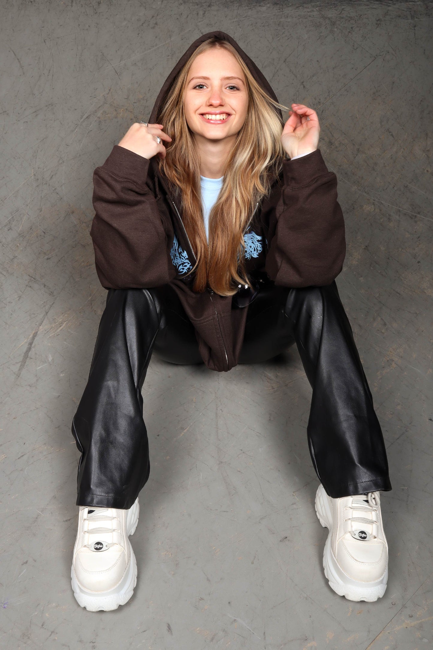 TYHYLE VAMP Zipper Hoodie Brown