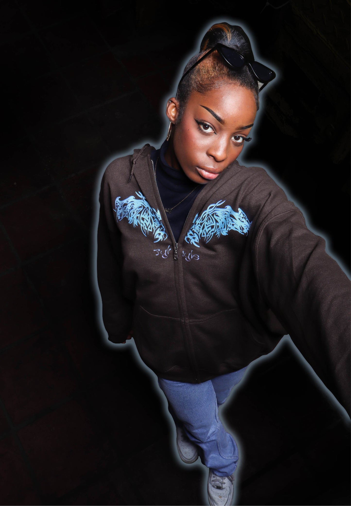 TYHYLE VAMP Zipper Hoodie Brown